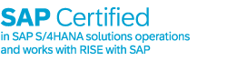 SAP Certified in SAP S/4HANA solution operations and works with RISE with SAP logo